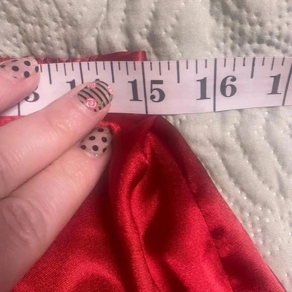 Fredericks of Hollywood Satin Pajama Set Large Long Sleeve & Pants Red - Picture 7 of 7